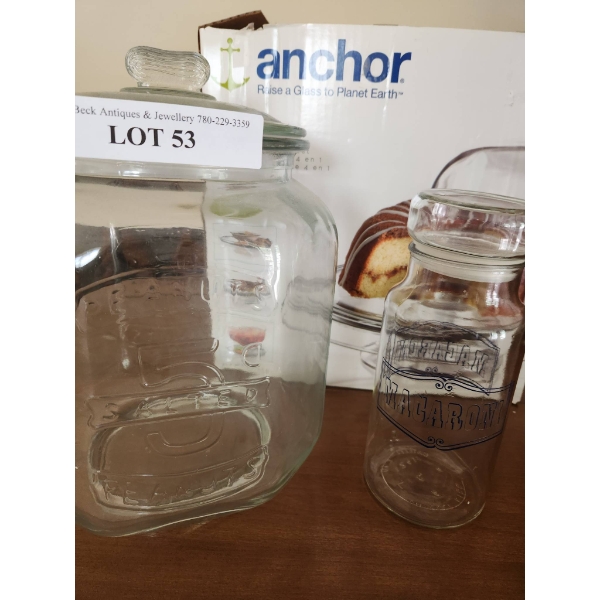 Glass Peanut Jar, Macaroni Jar and Anchor 4-in-1 Cake Stand Set