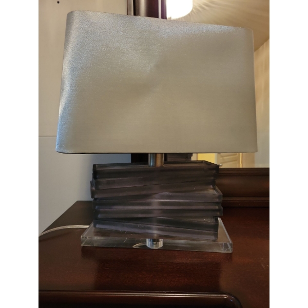 Unique One of A Kind Stacked Table Lamp w/ Rectangular Shade 17T Extremely Heavy Well Made