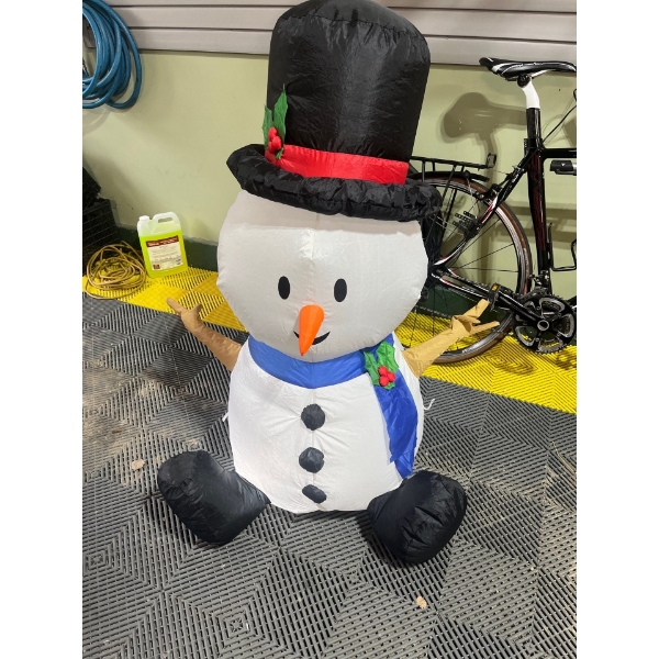 Inflatable Snow Man 36" With 2 Spiral Lit Trees 6' With Stands 