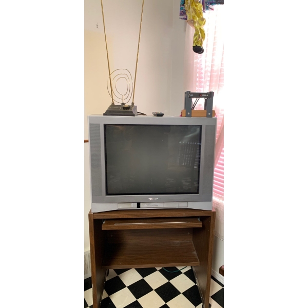 21' Toshiba Rear Projection Television with Vintage Stand & Bunny Ears