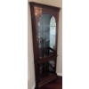 Image 2 : Cherry Oak Corner Curio Cabinet with Glass Shelves and Lighting