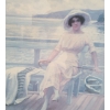 Image 3 : Print of Woman Sitting Lakeside, Artist: Paul Fischer, Framed Under Glass 38 X 29.5