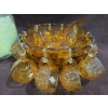 Image 3 : Glass Lidded Peanut Jar + Amber Glass Punch Bowl Set