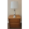 Brushed Nickel Table Lamp w/ Oak Bedside Table 24x20x22 (duplicate)