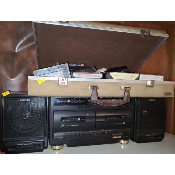 Sony Mega Bass Model CFS-710 Radio Cassette Recorder, Tape Case and Tapes Included