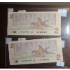 Image 2 : Bank of Canada 1986- $2 Sequential Bills CBF2087841/ 42 