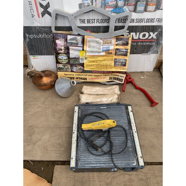 Lot: Mastercraft Tile Saw, Plumbing Tools and Accessories