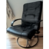 Image 1 : Danish Postmodern Black Genuine Leather Swivel Lounge Chair In Excellent Condition