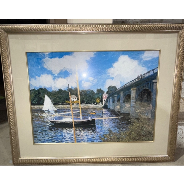 Framed Print "The Bridge At Argenteuil" By French Artist Claude Monet  32x25"tall