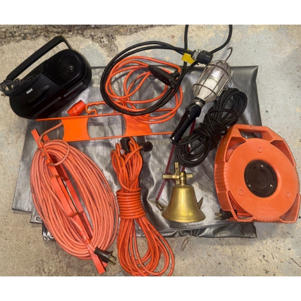 Electric Essentials - Orange Electrical Extention Cords Retractable Cord Reel Work Light & More