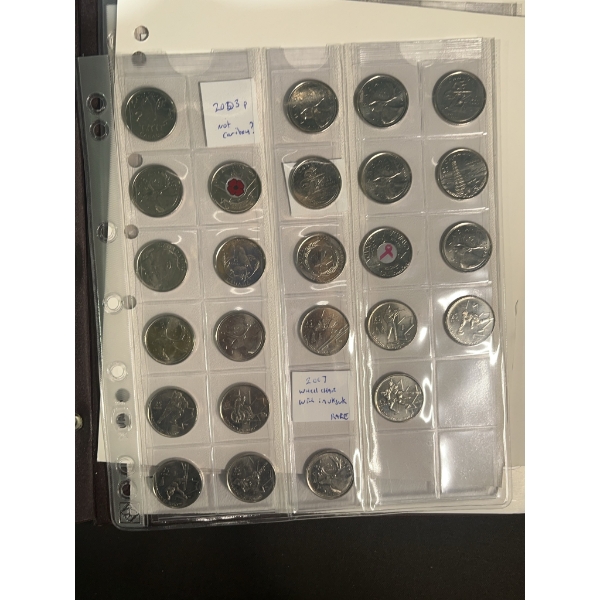 Canada 25 Cents Coin Collection in Album, 1870–2010s