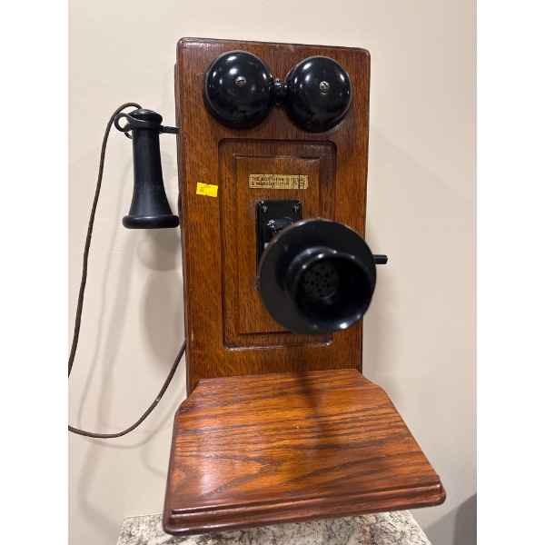Antique Wooden Hand Crank Wall Phone, Bring Tools, Northern Electric 