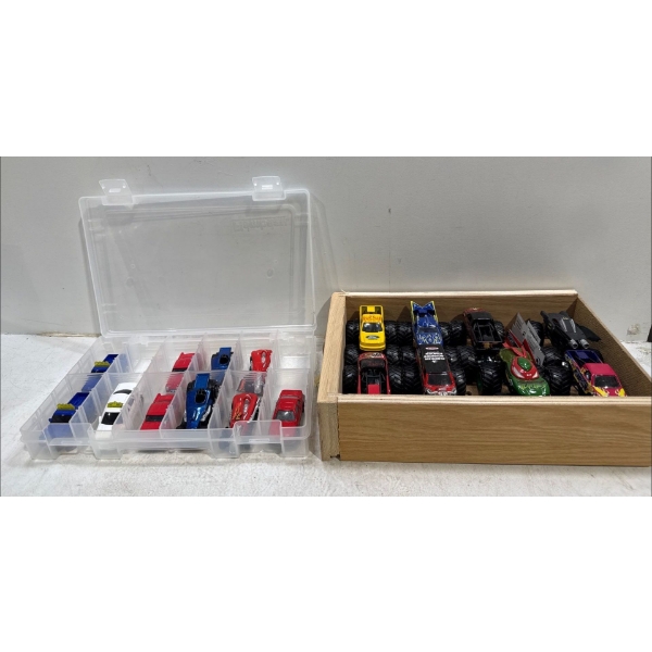Collection of Racecars and Monster Trucks