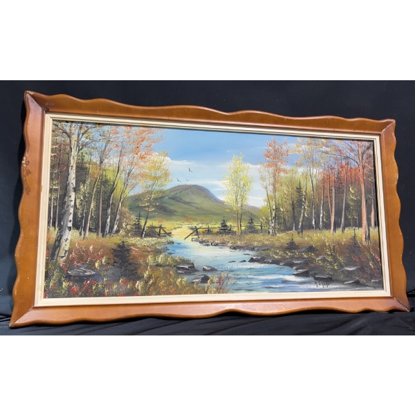 Oil Painting of Landscape with Ornate Frame