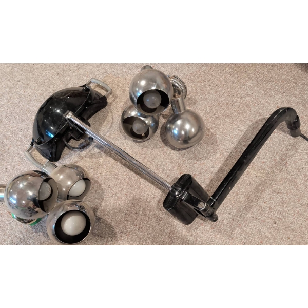 Mid-Century Modern Chrome Ball Track Lights and Castle Professional Dentist Spotlight