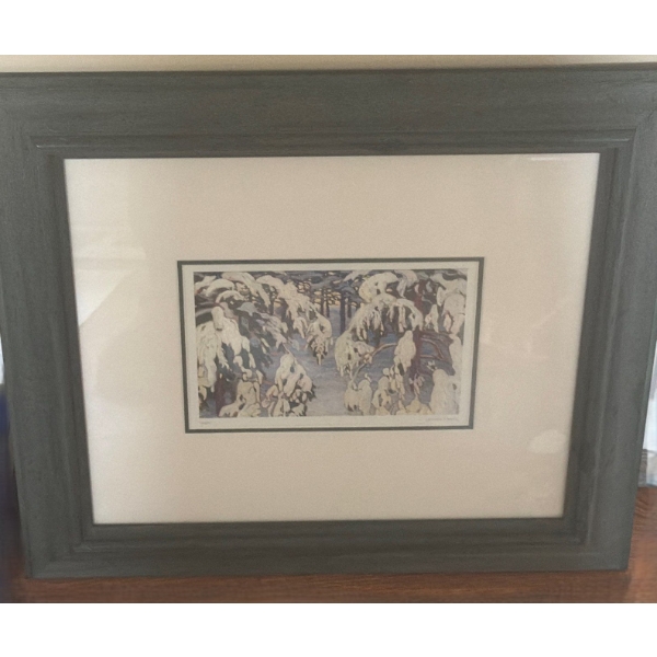 "Snow", Artist: Lauren Harris, 19 X 17, Framed Under Glass