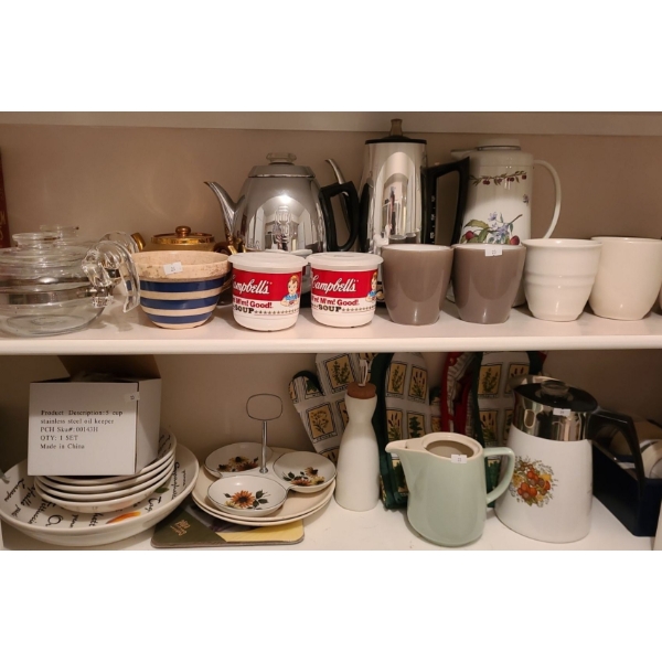 Pyrex Carafes, GE Coffee Percolators, Corning Ware 6 Cup Percolator, Mugs and More!