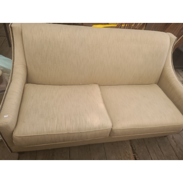 Studded Upholstered Two Seater Love Seat- Well Cared For!