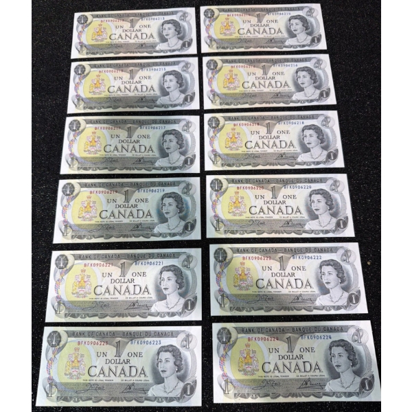Canadian $1 Bills Consecutive Serial Numbers