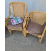 Image 2 : 2 Chairs w/ Rattan Backs: Arm Chair 26 W, 21 D, 38 T, Side Chair 25 W, 19 D, 29 T and 2 Extra Chairs
