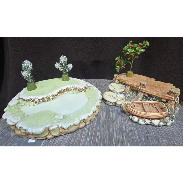 Set of 2 Pendelfin Scene Bases One Boat Themed Large size approx 16" Diameter