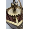 Image 2 : Long Hanging Light with Burgundy Ripple Glass 22H