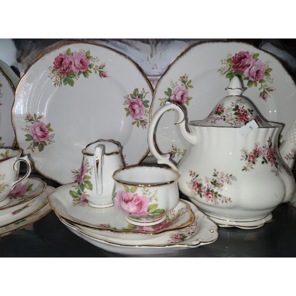Royal Albert Bone China "American Beauty" Teaset and Plates