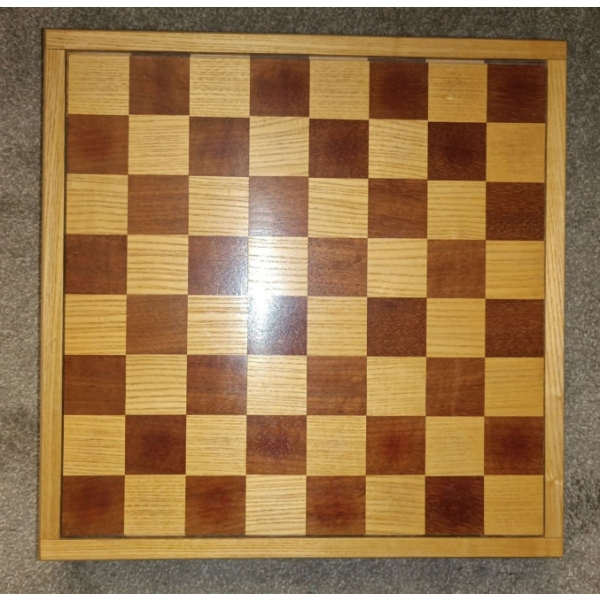 Vintage Chess Board & Pieces  18" x 18"