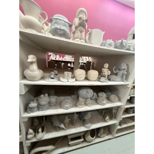  ceramic greenware all contents on shelf