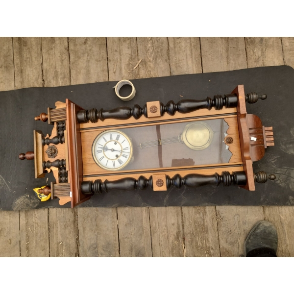 Black Accented Wooden Antique Wall Clock (15.75" x 45" Inches)