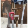 Image 8 : Outdoor Lot With Blue Patio Umbrella, Yard Tools, Rolling Tables