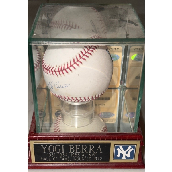 Yogi Berra, MVP, H.O.F, Signed Baseball in Case, w/ Certificate of Authenticity