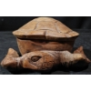 Image 1 : Hand-Carved Wood Turtle-Shaped Storage Box with Lift-Off Lid