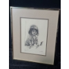 Image 1 : Untitled: Girl, Artist: Mottola, Offset Lithograph, Framed Under Glass 12 X 14