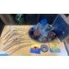 Image 3 : Household Items Including Wooden Hangers, Glassware, and Ceramic Trivets