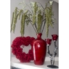 Image 1 : Rose Heart Shaped Wreath w/ Decorative Vase & Rosebud Candle Holders 18T
