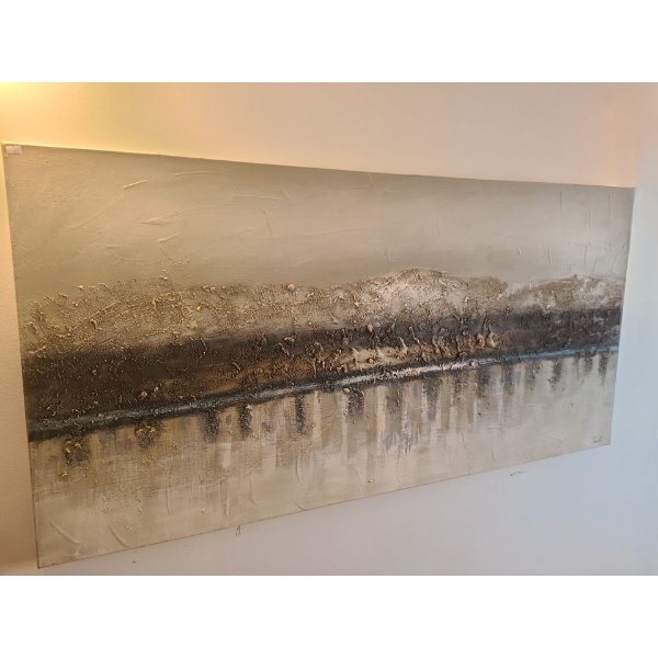 Lg Remwil Neutral Abstract Landscape on Canvas 60 w 30 h