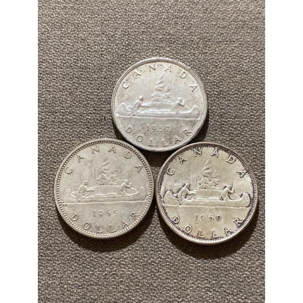Three Canadian Voyageur Dollars 23.33 g Silver (.800)