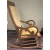 Image 4 : Mid Century Oak Upholstered Nursing Rocker 36"Tall
