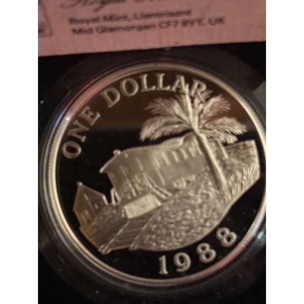 1 Dollar 1988 bermuda silver commemorative coin "railroad"