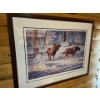 Image 2 : Beautiful cow and bull moose, print, “Winter Encounter “ framed and matted by Dwayne Hardy 42” wide 