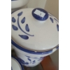 Image 5 : Set of 4 Blue & White Canisters, Largest 6" Diameter, 9 T