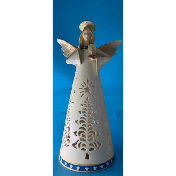  Large Battery Powered Holiday Light Up Angel (1 FT Tall) Plus Partylite Angel (wing glued back on)
