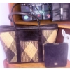 Image 1 : Seven Handbags, Including Straw Tote, Beaded Clutches, Leather, and Fabric Styles