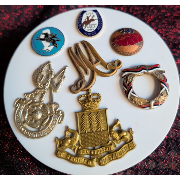 Canadian Military Cap Badges and Rodeo Pins