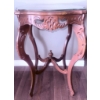 Image 3 : Antique Carved Wood Side Table With Glass Top and Cabriole Legs