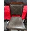 Image 2 : Pair of Wood and "Leather" Chairs, no rips or stains (19Wx17Dx41H, seat 23H)