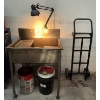 Image 2 : Stainless Steel Shop Sink w/Lamp & Moving Dolly