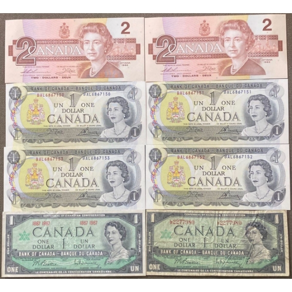 Vintage Collection of Canadian Bills 
