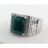 Image 2 : 7.0 ct Certified Sterling Silver Emerald Gemstone Ring 8.30 Grams ($10,470 Appraisal)